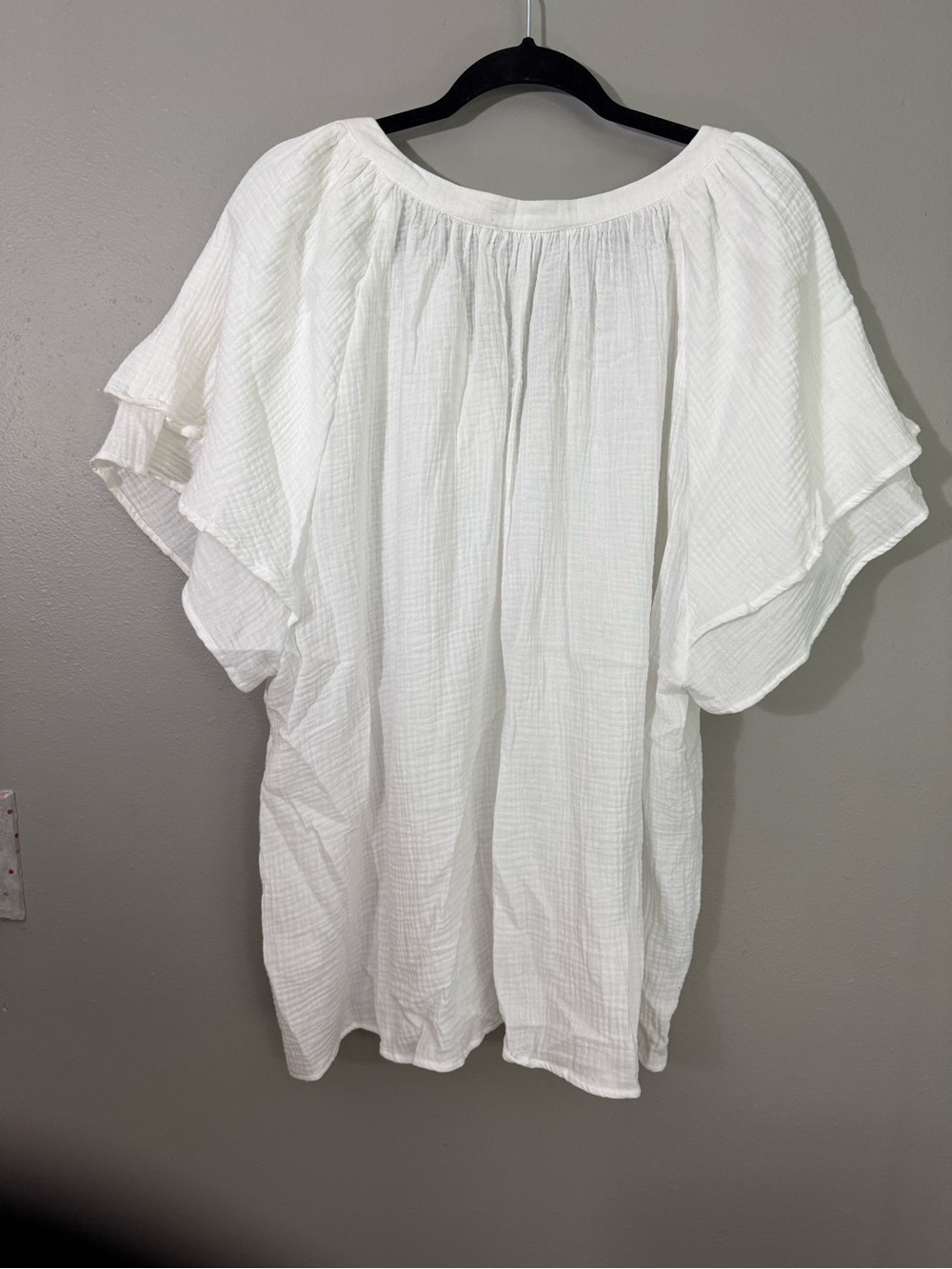 Cynthia Rowley White Gauze Flutter Sleeve Peasant Top - Picture 5 of 7